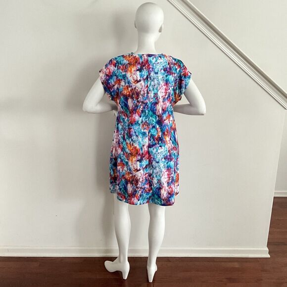 Soft Surroundings Day Spa Swim Dress Multi Abstract Short Sleeve Cover-up L - Picture 3 of 10